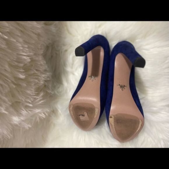 Prada Camoscio Bluette Blue Suede Platform Pumps 37.5 - Picture 7 of 11